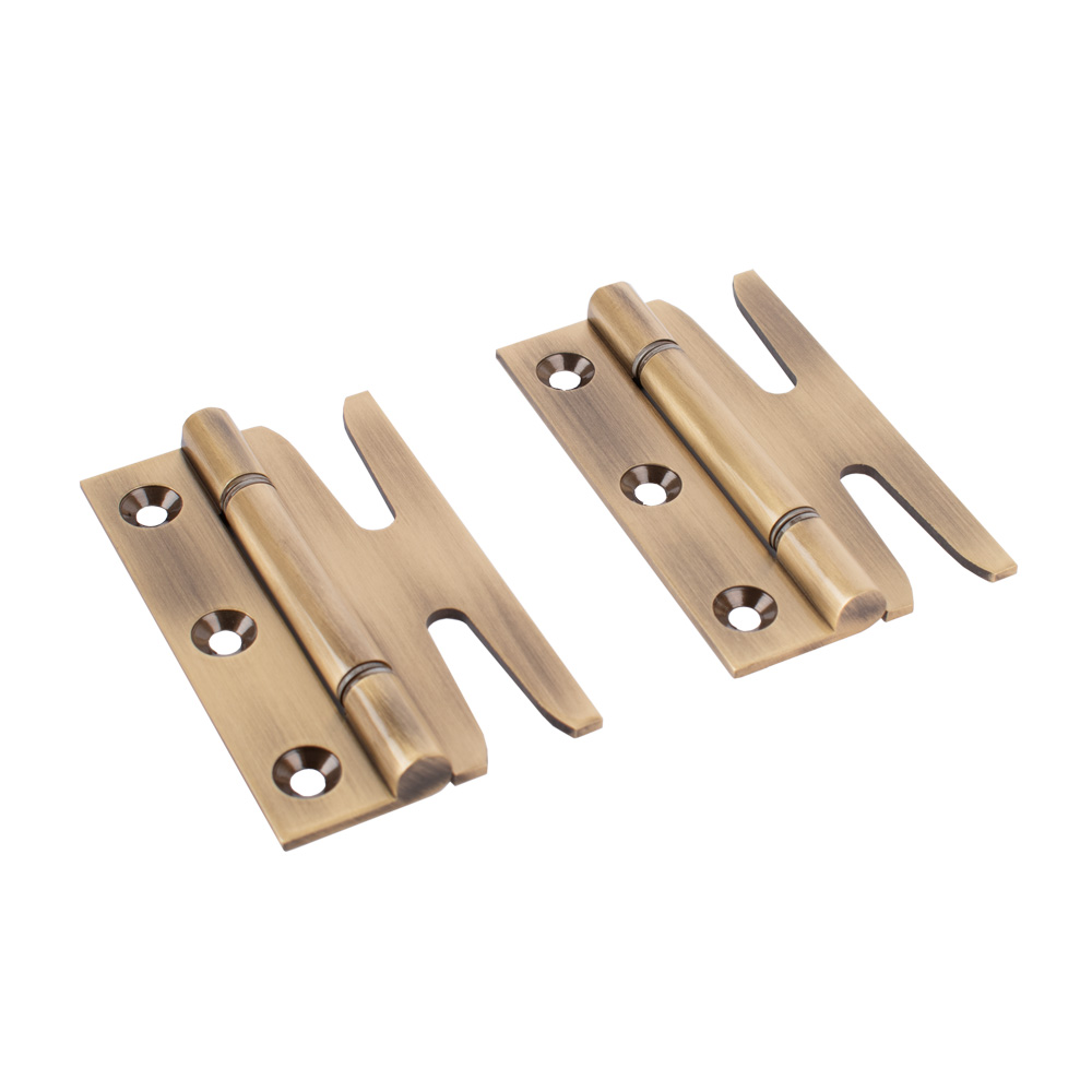 Simplex Solid Brass Hinges with Double Steel Washers (Sold in Pairs) - Antique Brass